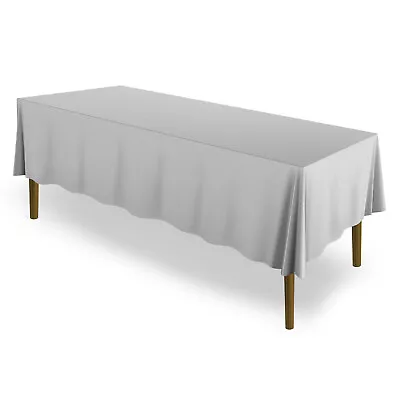 60  X 126  Rectangular Polyester Fabric Tablecloths For Wedding - Silver • $11.95