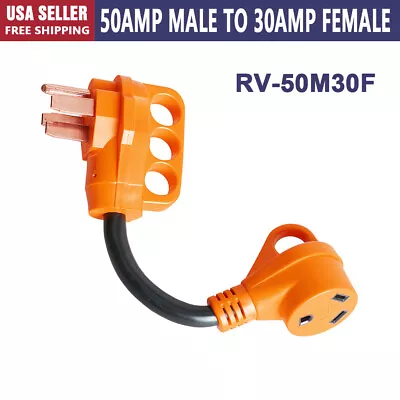 RV 50A Male To 30A Female Heavy Duty Dogbone Electrical Adapter With Handle /US • $9.35