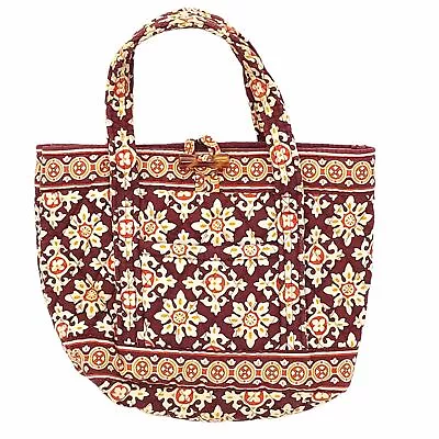 Vera Bradley Medallion Print Burgundy Beige Toggle Purse 8x7 • $9.72