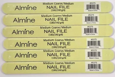 New Lot Of 6 Almine Medium Coarse/medium 2 Sided Nail File #5375 (180/240 Grit) • $8.49