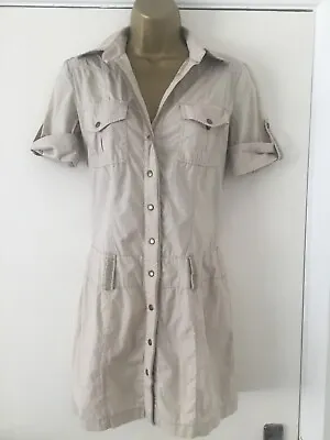 ⭐️ River Island Dress Size 8 Military Safari Shirt Cotton Full Button • £14.99