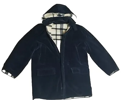 Winter Thermal Duck Jacket Mens 42 Navy Corduroy/ Wool Lining Heavy Pockets Hood • $125