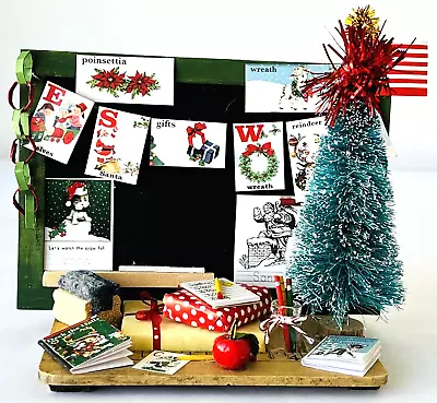 Miniature Christmas Display School Classroom Blackboard Decorations Tree Apple • $33.74