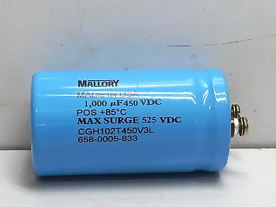 Mallory CGH102T450V3L Capacitor 658-0005-833 1000µF 450VDC Max Surge 525VDC • $137.46