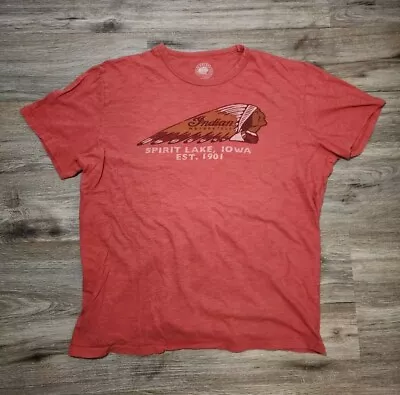 Indian Motorcycle Retro Vintage Style Men's Red T-Shirt Lucky Brand Size Large • $16.99