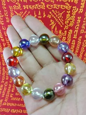 Real Bead Naga Eye Bracelet Multi Color Lp Somporn Holy Charm Wealth Thai Amulet • $64