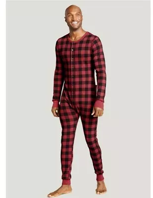 NWOT NEW Men’s Jockey Red And Black Buffalo Check Union Suit Size Medium M • $39.95