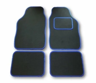 For: Hyundai I10 I20 I30 I40 - Universal Car Floor Mats Black Carpet & Blue Trim • £10.95