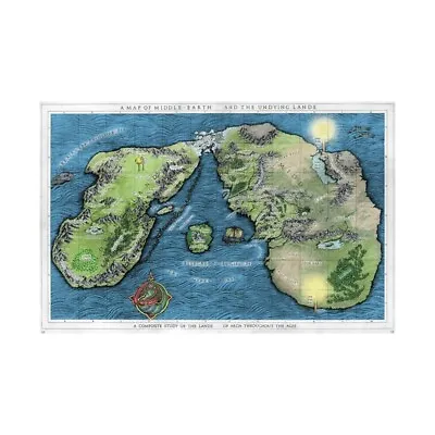 MIDDLE-EARTH Game Map Poster Prints Decor A1 A2 Medium Large Background • $6.49