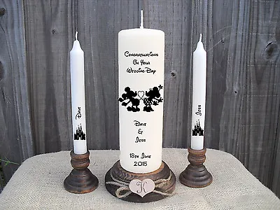 £15.49 • Buy Personalised Wedding Unity Candle Set Disney Mickey & Minnie Mouse Gift Keepsake