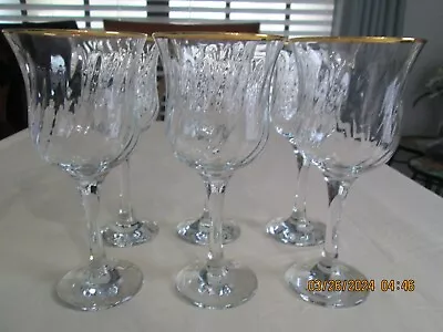 Set Of 6 Vintage Elegance Water Goblets Hand Decorated 24K Gold Turkey - 8  • $40