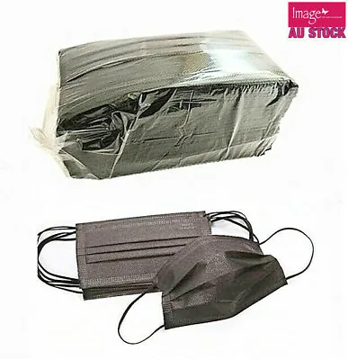 200x BLACK Adult Disposable Face Mask 3 Layer Anti Bacterial PARCEL POST • $19.19