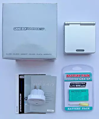 Nintendo Gameboy Advance SP Silver Boxed Fully Complete Excellent Condition • $249