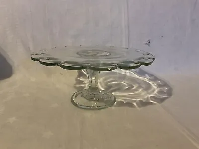 Indiana Glass Pedestal Cup Cake Plate Teardrop Scalloped Edge Vintage MCM • $15