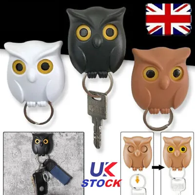 Key Hook Hanging Tool Black White Brown Magnetic Wall Key Holder Owl Keychain RY • £1.19