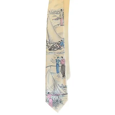 Polo Ralph Lauren Vintage Rare Silk Aop Sailor Sailing Couple Date Necktie Tie • $60