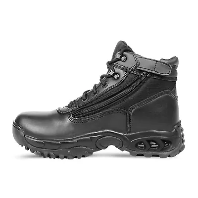 Ridge Men Steel Toe Leather Non-Slip Tactical Military Work Black Shoe Boot • $59.95