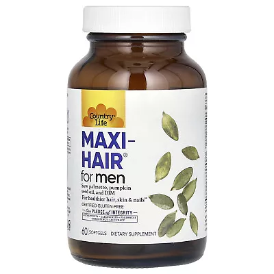 Country Life Maxi Hair For Men 60 Softgels Gluten-Free Milk-Free No Artificial • $29.47