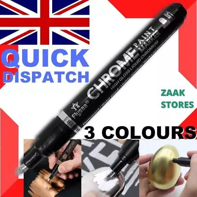 Metallic Liquid Chrome Mirror Finish Paint Pen Waterproof Silver Art Marker DIY • £5.99