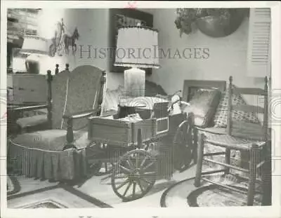 1960 Press Photo Antique Goat Cart Of Lowrys' Children Used As Table In Basement • $15.88