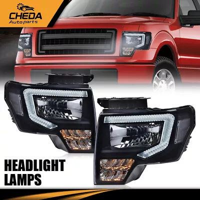 Black/Smoke Headlights Fits For 2009-14 Ford F150 F-150 Truck LED DRL Head Lamps • $141.82