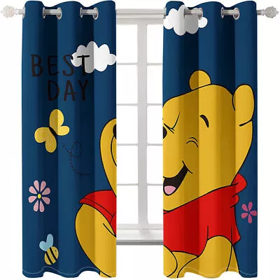 Winnie The Pooh 3D Cartoon Bedroom Curtains Ring Blackout Door Decor UV Protect • $98.64