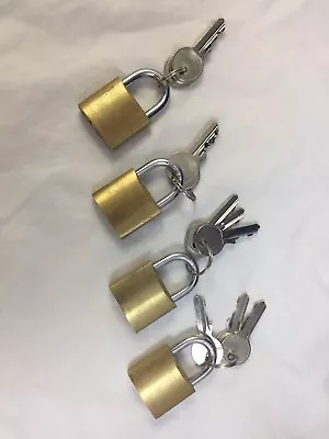 NEW 4 Small Medium Metal Pad Locks Mini Brass Tiny Box Lock Keyed Jewelry 3 Keys • $5.99