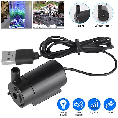 Water Pump Mini Mute Submersible USB 5V 1M Cable Garden Fountain Tool Fish Tank • $5.98