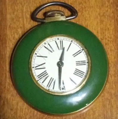 Antique E. Ingraham Co Green & Gold Tone Roman Numeral Dial Pocket Watch Runs!! • $55