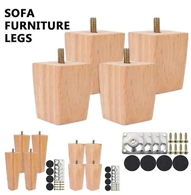 $35 • Buy 4x Wooden Furniture Tapered Legs Feet For Sofa Table Chair Stool 2'' To 6'' 