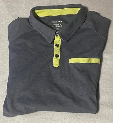 Oakley Shirt Men's Sz Large Gray Polo Golf Short Sleeve Tailored Fit Hydrolix • $24.99