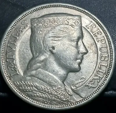 1929 5 Pieci Lati SILVER KM#9 Latvia LATVIJAS REPUBLIKA COIN RARE OLD! • $50