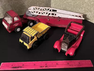 Vintage TONKA 55170 Metal Steel Mini  Toy Fire Truck Trailer Red  Dump Truck Car • $19.99