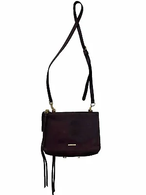 REBECCA MINKOFF Regan Deep Lavender Pebbled Leather Tassel Small Bag Crossbody • $39.99