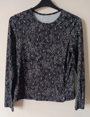 £16.95 • Buy Hang Ten Black Floral Print Long Sleeve Rashguard UV Protection Top Size Medium