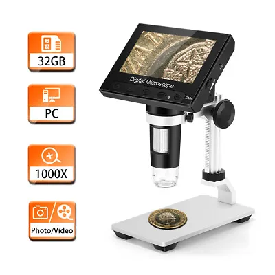 4.3 In LCD TOMLOV Digital Magnifier FHD 1080P 1300X Coin Microscope Camera Video • $52.99