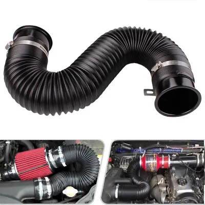 Black 3inch Car Cold Air Intake Pipe Fexible Inlet Hose Adjustable Duct Tube • $28.88