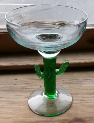 Mexican Hand Blown Green Recycled Glass Cactus Margarita 6-7/8” X4-7/8” SO20 • $8.99