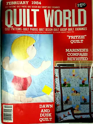QUILT WORLD Magazine February 1984 72page  Mariners Compass Enlarging Crib Quilt • $6.50