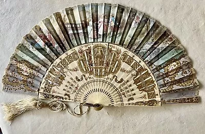 Great 19th Folding Fan With Openwork Windows Covered In Mother-of-pearl • $200