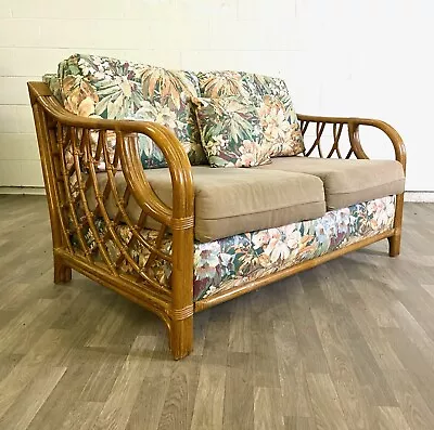 Vintage Boho Coastal Tropical Style Ficks Reed Style Rattan Loveseat • $849