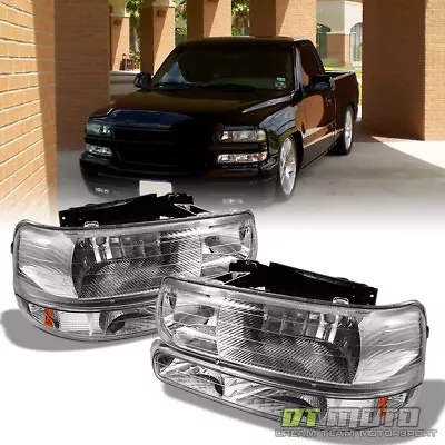 Clear 99-02 Silverado 00-06 Tahoe Suburban Headlights W/ Amber Reflector Bumper • $54.99