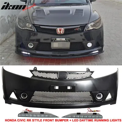 Fits 06-11 Civic Sedan Mugen RR Front Bumper & LED Daytime Running Fog Lamp DRL • $711.99