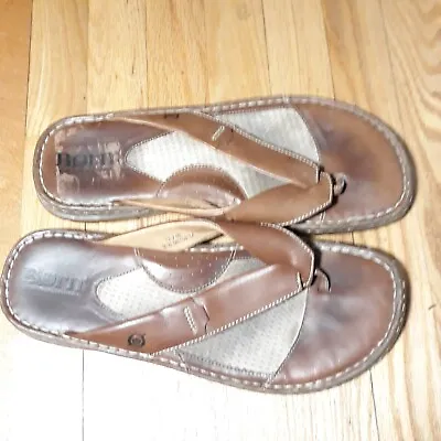 BORN WAVZ Men Leather Thong Sandal Brown Size 12 • $20