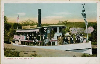 Crowd On Steamer Ship Boat In Songo Lock Maine ME Private Mailing Postcard C33 • $11.68