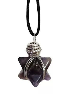 £6.98 • Buy Amethyst Merkaba Necklace Beaded Merkabah Chariot Pendant Corded Geometry