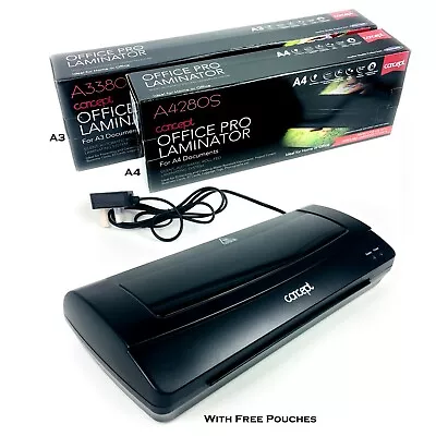 Laminator With Free Laminating Pouches Hot Cold Roller Black A4 & A3 New  • £29.99