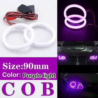 90mm Universal DRL COB LED Angel Eyes Halo Ring Fog Headlight Lamp Light Purple • $15.98
