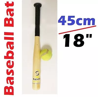 £8.99 • Buy 45cm / 18  Wooden Rounders Baseball Bat & Free Soft Tennis Ball Garden Play Set