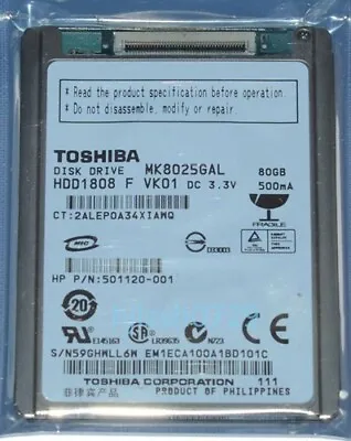 1pcs 1.8  80GB ZIF PATA HARD DRIVE HDD1818 MK8025GAL For Macbook Air Rev A1237 • £19.01